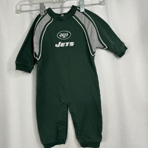 NFL New York Jets 6-9m Long Sleeve Romper Jumpsuit Baby Football Fan Open Foot